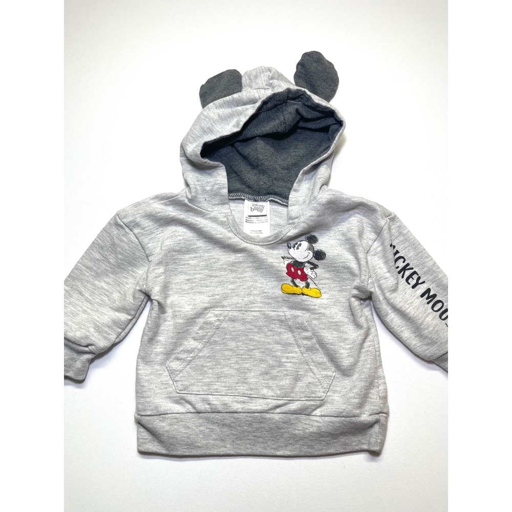 Disney Baby Mickey Mouse Gray Hoodie 3D Ears Sweatshirt 12M 0405